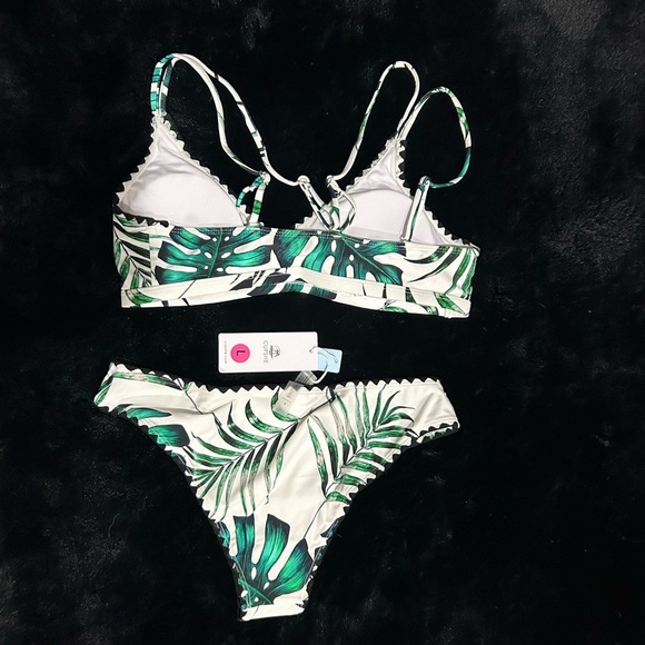 Cupshe Bikini Set Large Tropical Palm Leaf Print Swimsuit NEW NWT Summer Trend - Picture 10 of 10